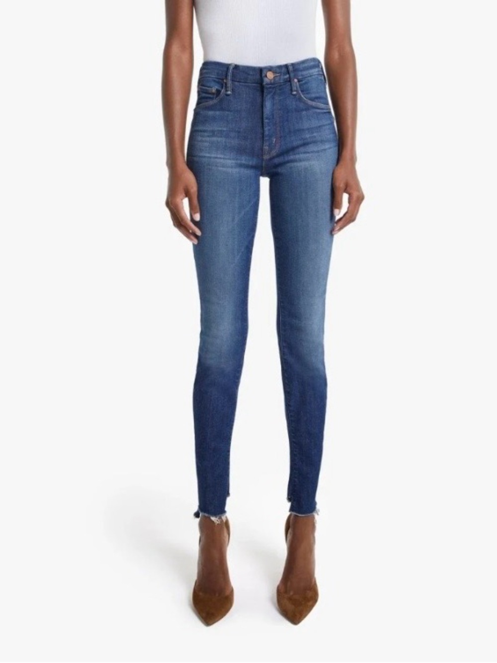mother the looker two step ankle fray jeans in skunk at the tea party